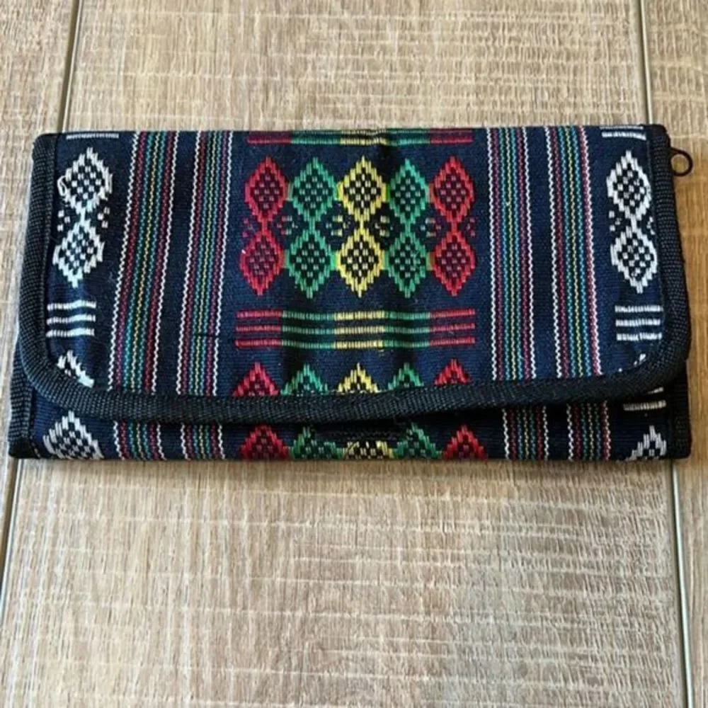 Large Black Velcro Rasta Fold Wallet Red, Gold, Black, Green